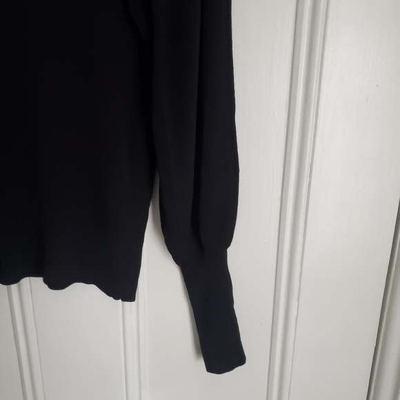Zara Black Ribbed Balloon Sleeve Sweater - Picture 2 of 5